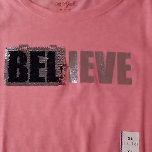 Short Sleeve Pink Sequin Shirt